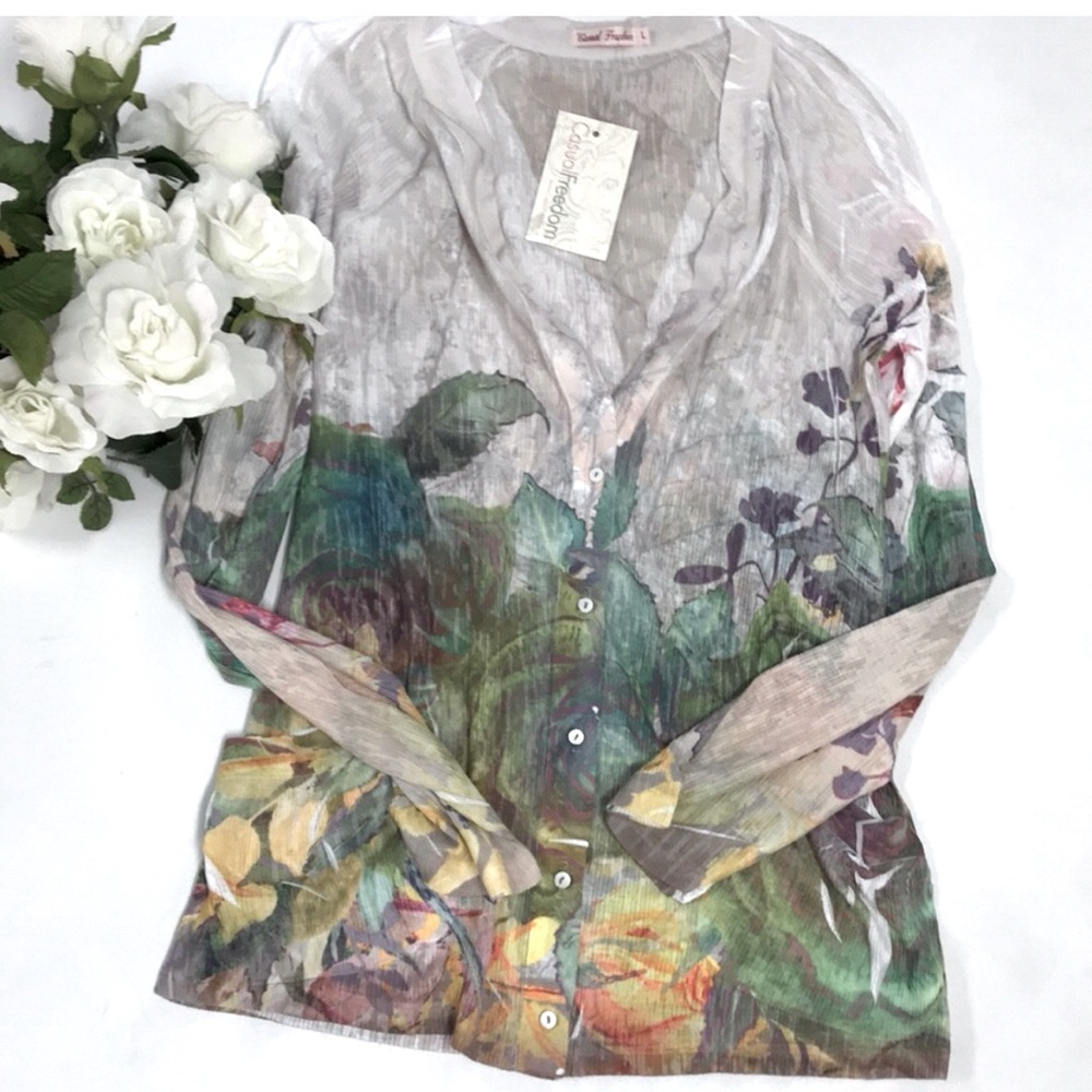 CASUALFREEDOM Multicolor Tropical Buttoned Cardigan NWT